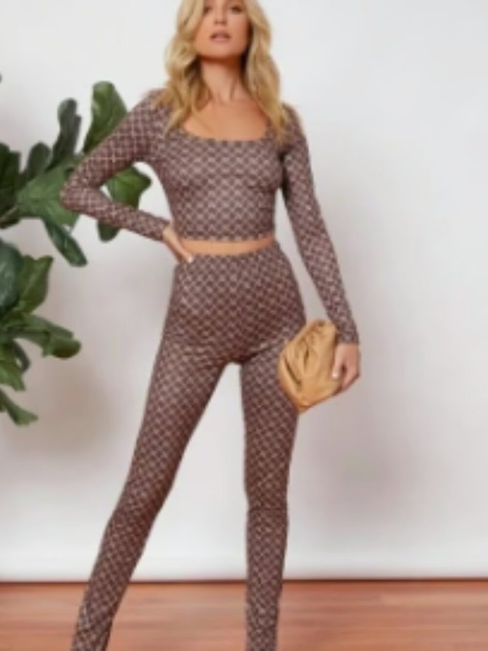 Split Hem Pants and Crop Top Set